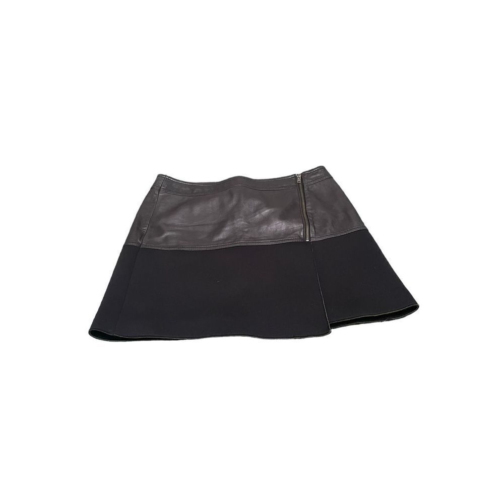 Halogen Black Leather Asymmetric Mini Skirt Sz 12​​​ - Picture 2 of 8